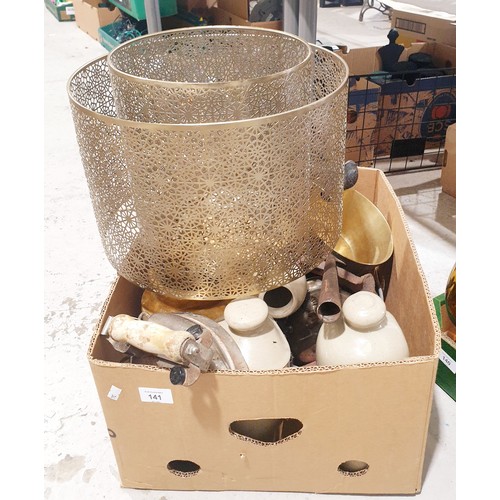 141 - A box of vintage kitchenware and assorted. No shipping. Arrange your own packer and shipper please. ... 