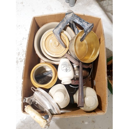 141 - A box of vintage kitchenware and assorted. No shipping. Arrange your own packer and shipper please. ... 