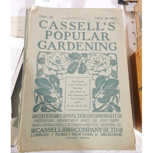 153 - A full set of Cassell's Popular Gardening magazine together with vintage adverts. UK shipping £14.