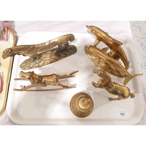 163 - A selection of brassware, the tallest 20cm. UK shipping £14.