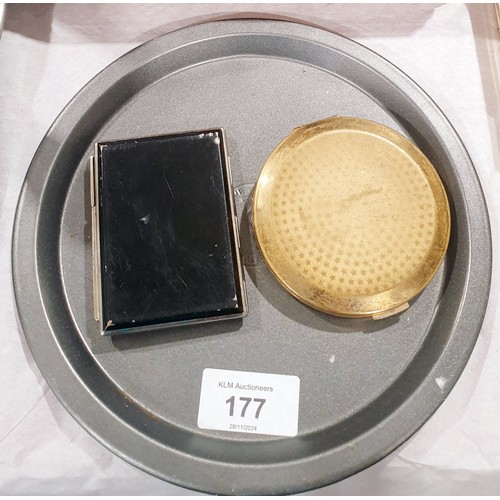 177 - A vintage compact having RMS Mauretania insignia together with one other compact which is A/F. UK sh... 