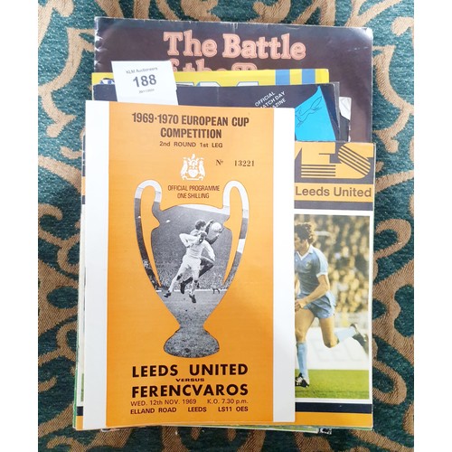 188 - Sixteen vintage Leeds United football programmes, home and away, 1960s and 70s. UK shipping £14.