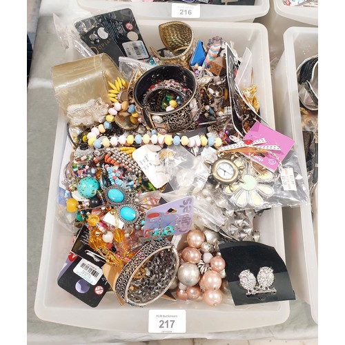 217 - A box of new in packet costume jewellery. UK shipping £14.