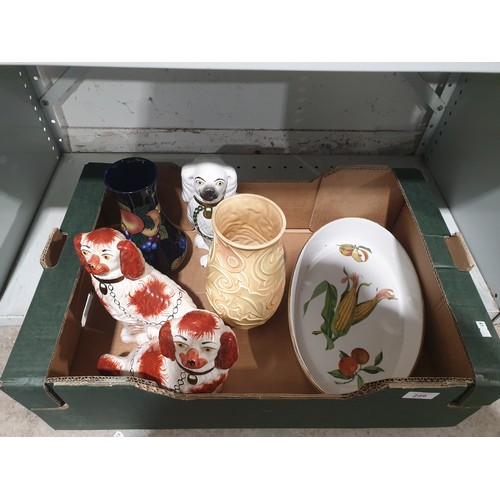 249 - A box of ceramics including a Wade Heath vase. No shipping. Arrange collection or your own packer an... 