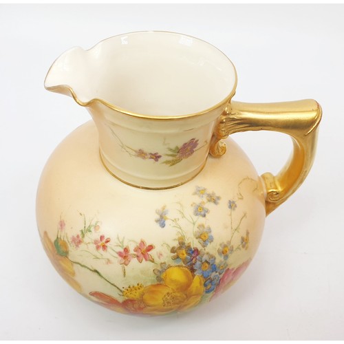 300 - A Royal Worcester hand painted blush ivory jug, height 11.5cm, A/F. No shipping. Arrange collection ... 