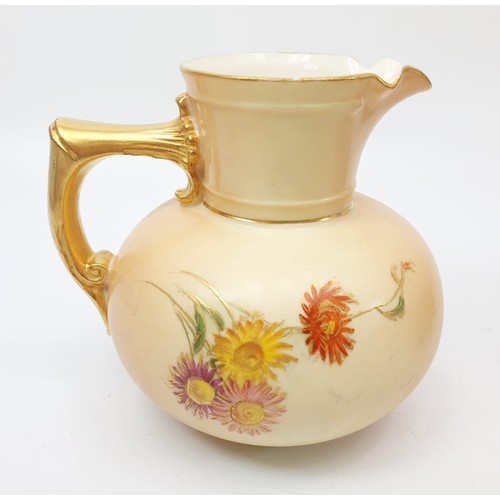 300 - A Royal Worcester hand painted blush ivory jug, height 11.5cm, A/F. No shipping. Arrange collection ... 