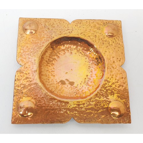 305 - An Arts and Crafts hammer beaten copper pin tray 10x10cm. UK shipping £14.