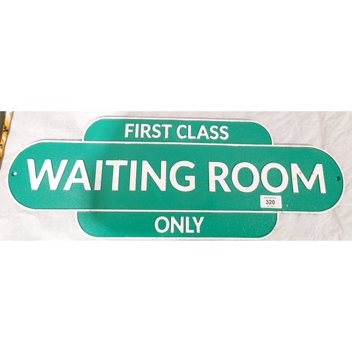 320 - A reproduction cast iron First Class Waiting Room wall plaque, width 59.5cm. UK shipping £14.