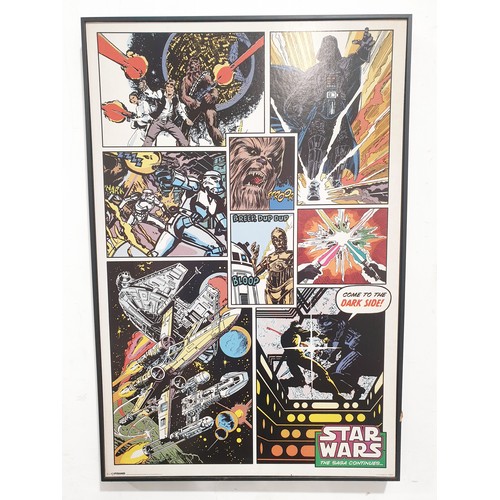 337 - A Star Wars poster, 91.5x61cm together with a cardboard Star Wars chest and a Star Wars quartz wall ... 