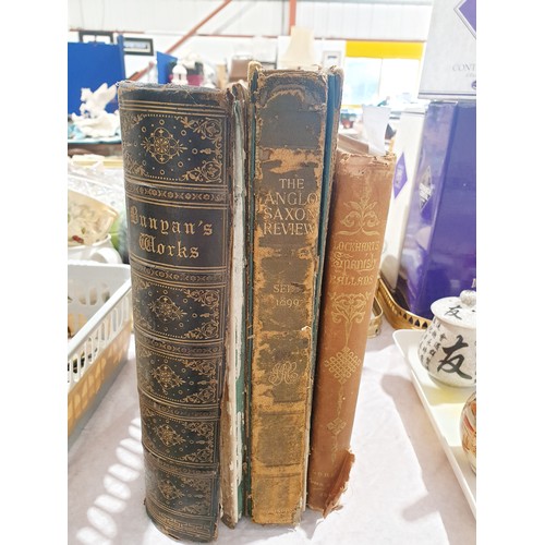 95 - An antique leather bound copy of Bunyan's Works, A/F together with The Anglo-Saxon Review September ... 