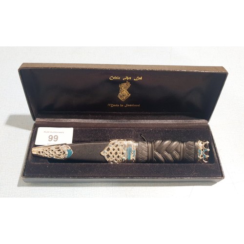 99 - A boxed Celtic Art Ltd. Sgian Dubh, length 19cm. No shipping. Arrange your own packer and shipper pl... 