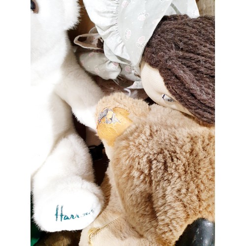 267A - A box of soft toys including a Harrod's 1989 polar bear and a vintage koala bear which is A/F. UK sh... 