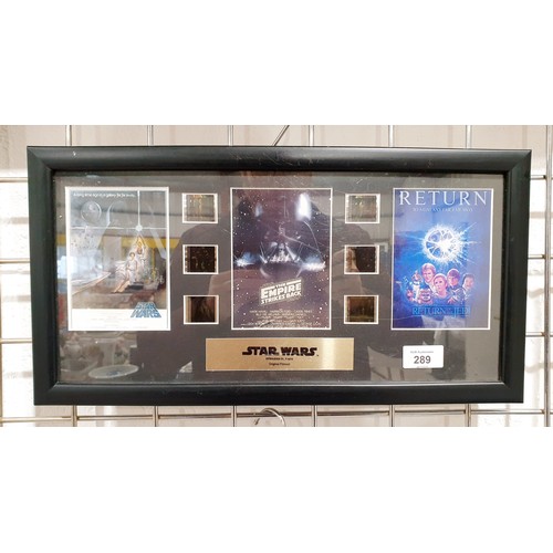 289 - Two framed sets of film cells from the Star Wars franchise, one of which is A/F, 19.5x41.5cm. No shi... 