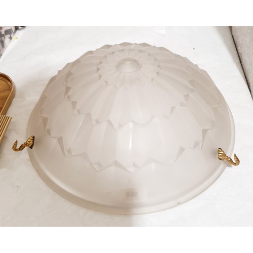 335 - A 1930s Art Deco glass ceiling light shade by SEVB France, diameter 35cm. No shipping.  Arrange coll... 