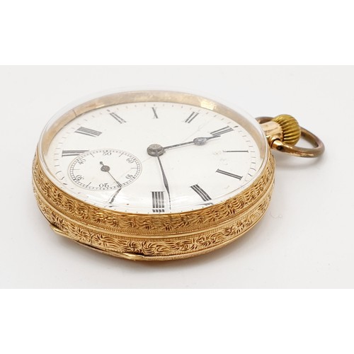 7 - A continental 14ct gold cased ladies fob watch retailed by Bramwell & Sons, Preston, A/F, diameter 3... 