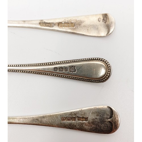 20 - Three silver hallmarked teaspoons, weight 59g. UK shipping £14.