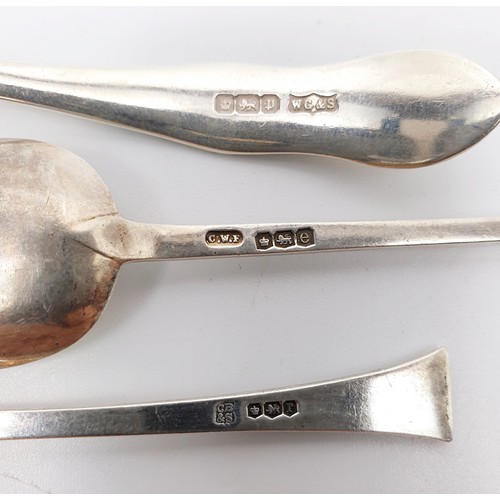 21 - A hallmarked silver sugar sifter, Sheffield 1908 together with two hallmarked silver spoons, total w... 