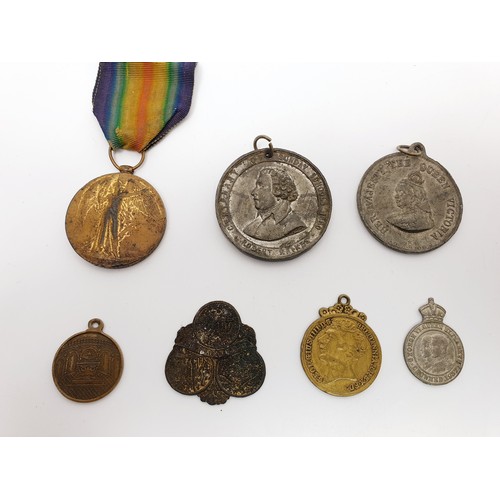 23 - A World War I Victory Medal relating to 306901 Pte. F. B. Wroot. W. RID. R. together with commemorat... 