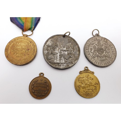 23 - A World War I Victory Medal relating to 306901 Pte. F. B. Wroot. W. RID. R. together with commemorat... 