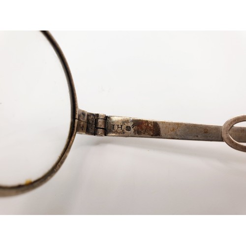 29 - A pair of Georgian hallmarked silver wig spectacles, gross weight 30g, London 1796. UK shipping £14.