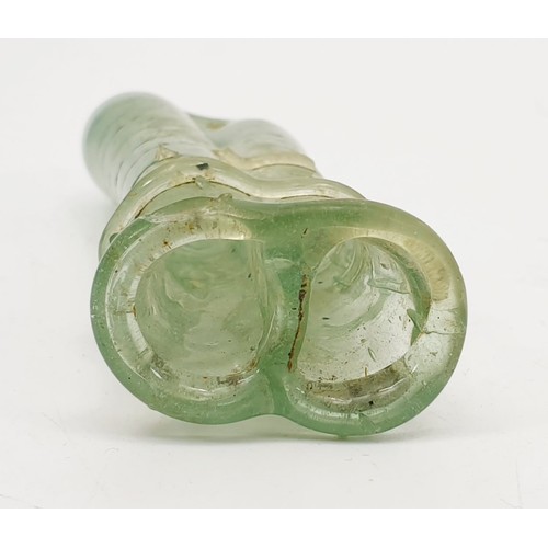 45 - Antiquities: a Roman glass double unguentarium bottle, height 10.5cm. No shipping. Arrange collectio... 