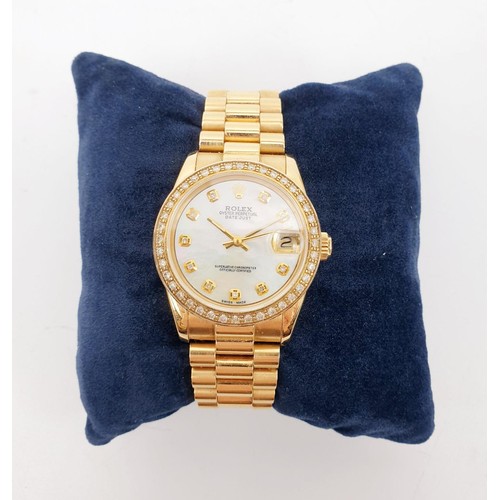 9 - A boxed with papers 1980s ladies mid size Rolex Oyster Perpetual Date Just automatic wrist watch on ... 