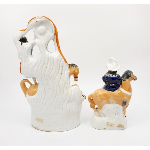 56 - Two 19th century Staffordshire pearlware figures on horseback the tallest 26.5cm, each A/F. No shipp... 