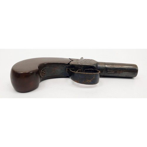 113 - A mid 19th century turnoff barrel percussion pocket pistol, the lock signed Child, London, action is... 