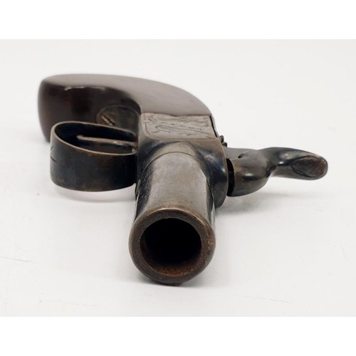 113 - A mid 19th century turnoff barrel percussion pocket pistol, the lock signed Child, London, action is... 