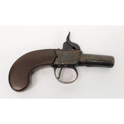 113 - A mid 19th century turnoff barrel percussion pocket pistol, the lock signed Child, London, action is... 