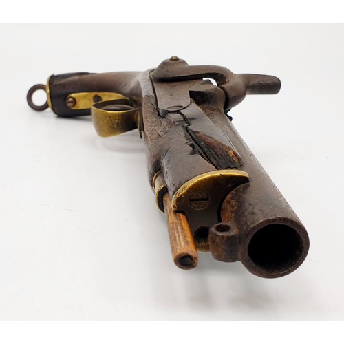 117 - A mid 19th century percussion coastguard or Sea Service pistol by George H Daw, action at fault, dam... 