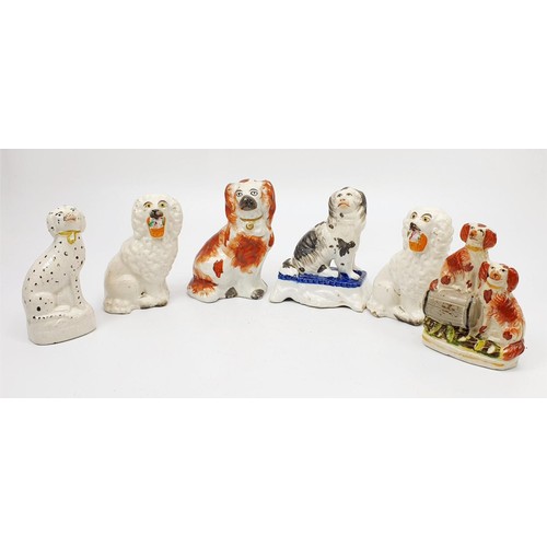 62 - Six 19th century Staffordshire pearlware dog figures the tallest 11cm. No shipping. Arrange collecti... 