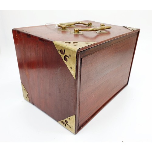 95 - A vintage bamboo and bone mah-jong set in a brass bound rosewood case, A/F. UK shipping £14.