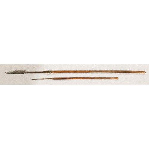 109 - An antique African spear, length 120cm together with one other spear. No shipping. Arrange collectio... 