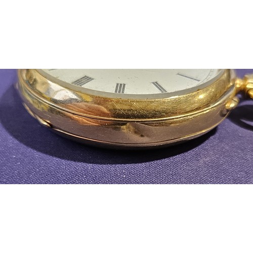 10 - An antique hallmarked 18ct gold cased pocket watch, A/F, with a dedication inscription to Mr W. Swin... 