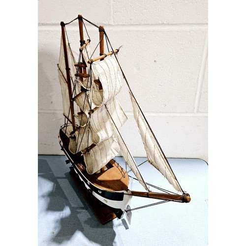 14 - A wooden model of a ship, Henryk Rutkowski, height 42cm. No shipping. Arrange collection or your own... 