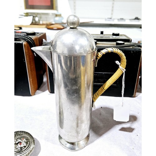 19 - A Mick Monrow pewter cafetiere, height 24cm. UK shipping £14.