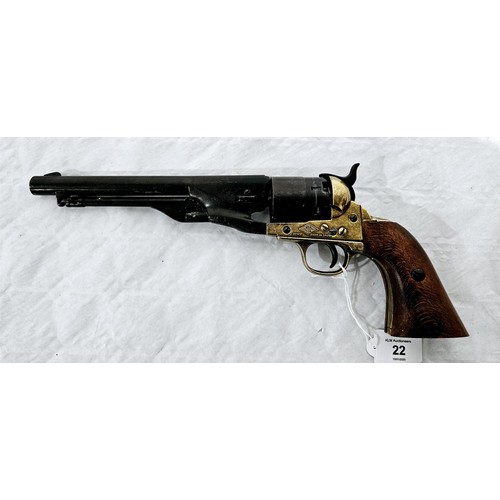 22 - A Denix inert replica of a Colt 1860 Army revolver. No shipping. Arrange collection or your own pack... 