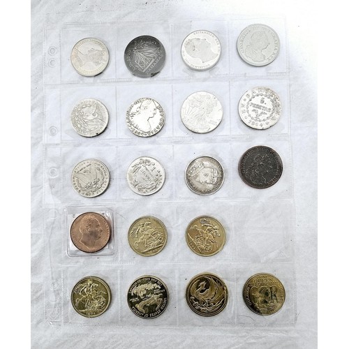 29 - Reproduction coins and football medal collections. UK shipping £14.