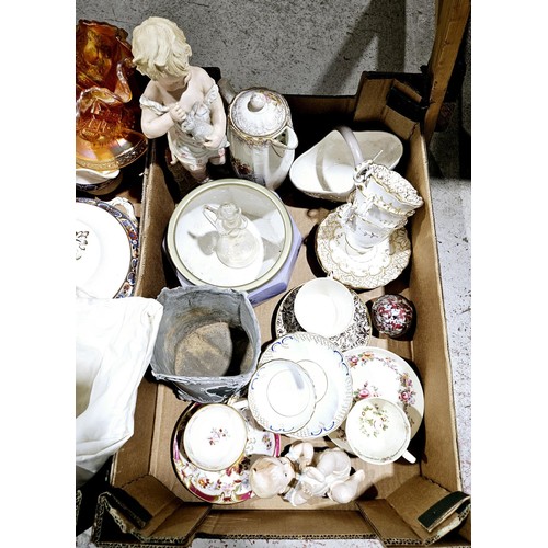 39 - Two boxes of glass and ceramics including onion glass. No shipping. Arrange collection or your own p... 