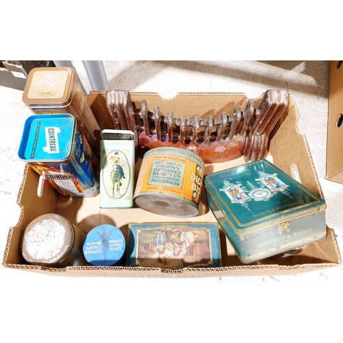 63 - A box of vintage and later tins. No shipping. Arrange collection or your own packer and shipper, ple... 