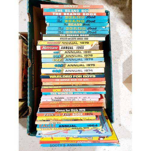 65 - Two boxes of vintage annuals including Mickey Mouse. No shipping. Arrange collection or your own pac... 