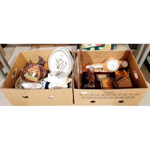 87 - Two boxes of china and assorted including Portmeirion. No shipping. Arrange collection or your own p... 