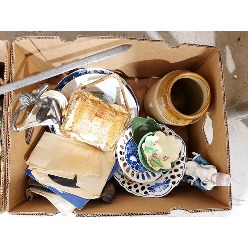 88 - Two boxes of metal ware and assorted. No shipping. Arrange collection or your own packer and shipper... 