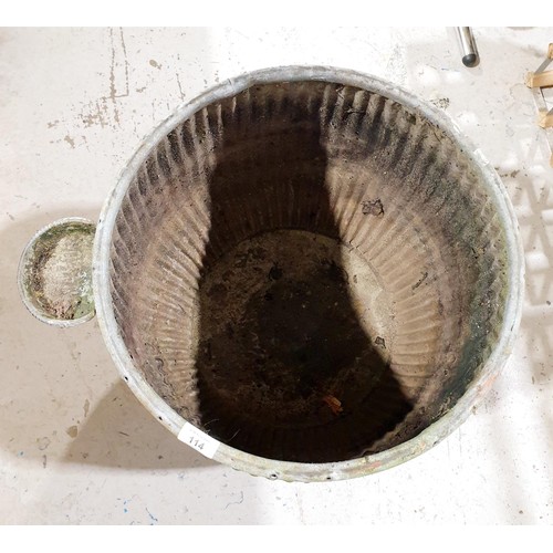 114 - A vintage galvanised dolly tub, height 54cm. No shipping. Arrange collection or your own packer and ... 