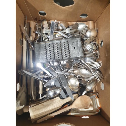 143 - A box of flatware. No shipping. Arrange collection or your own packer and shipper, please. Electrica... 