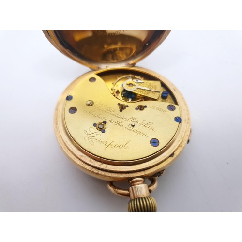 271 - An antique centre seconds chronograph pocket watch by Thomas Russell & Son, Liverpool in a gold fill... 