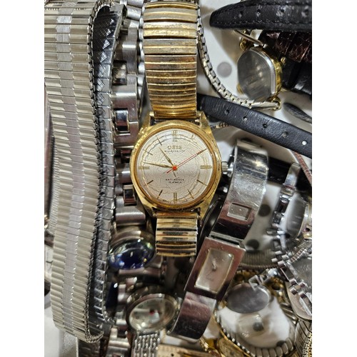 96 - A selection of wrist watches including a vintage gentleman's gold plated Oris wrist watch, A/F. UK s... 