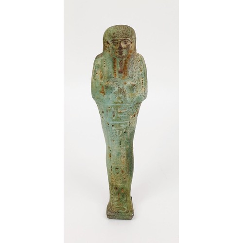 2 - An ancient Egyptian faience Ushabti figure, height 13cm. No shipping. Arrange collection or your own... 