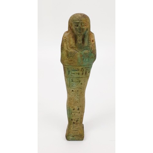 3 - An ancient Egyptian faience Ushabti figure, height 132mm. No shipping. Arrange collection or your ow... 